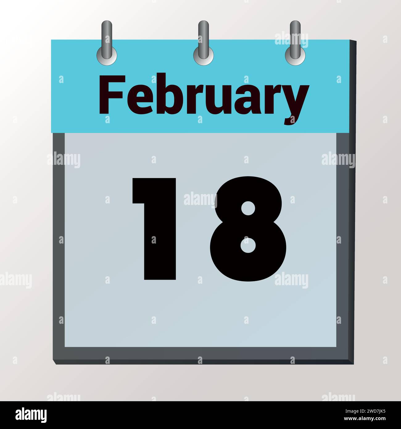 Giorno del calendario, formato immagine vettoriale, 18 febbraio Illustrazione Vettoriale