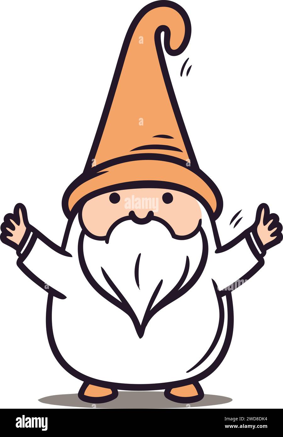 Illustrazione vettore GNOME da giardino. Design del personaggio GNOME dei cartoni animati. Illustrazione Vettoriale