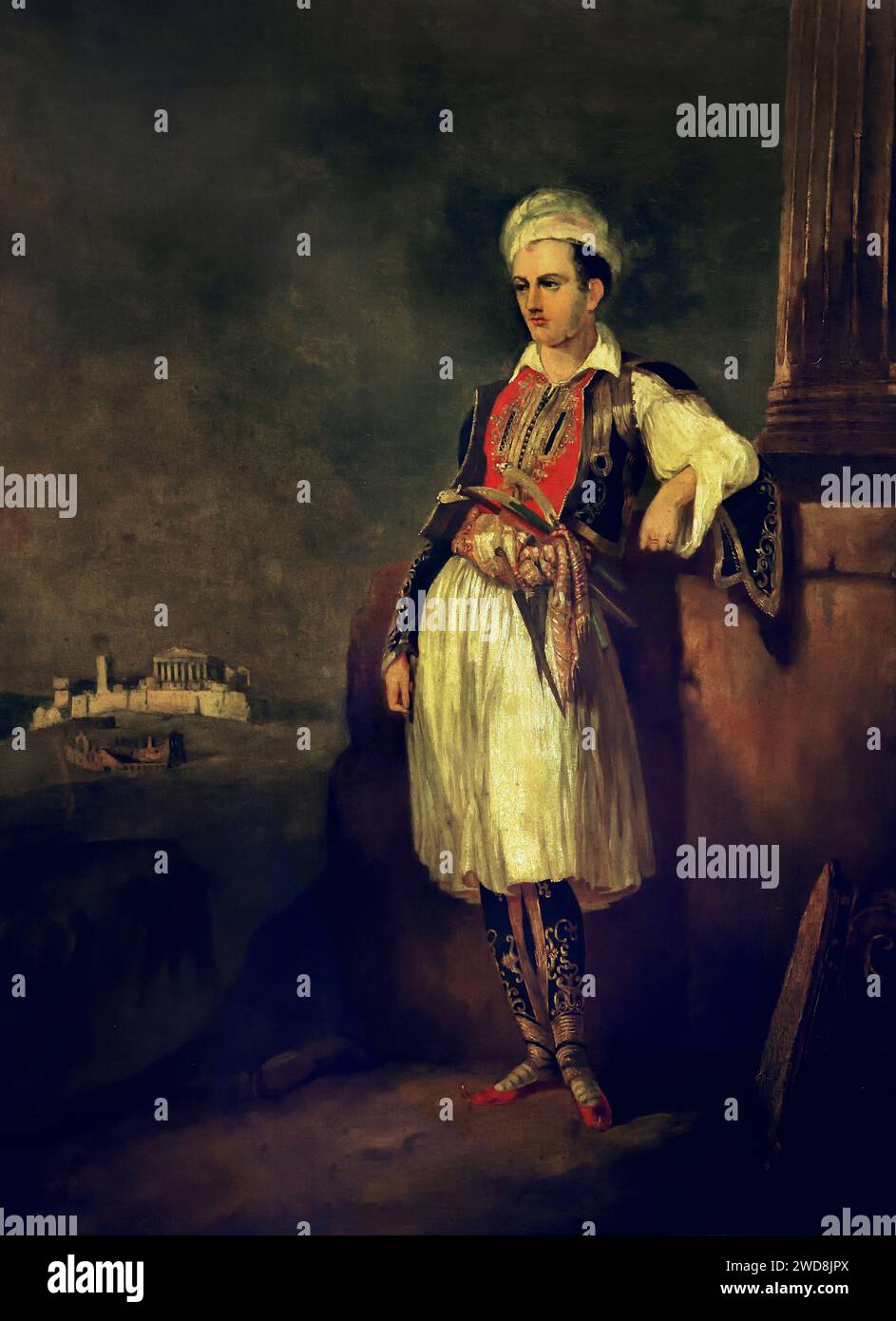Ritratto di Lord Byron 1830. ARTISTA SCONOSCIUTO. George Gordon Byron, vi barone Byron FRS 1788 – 1824 poeta e pari inglese, Romantic Movement, Greatest of English Poets, Don Juan , Childe Harold's Pilgrimage, George, Gordon, Byron, Foto Stock
