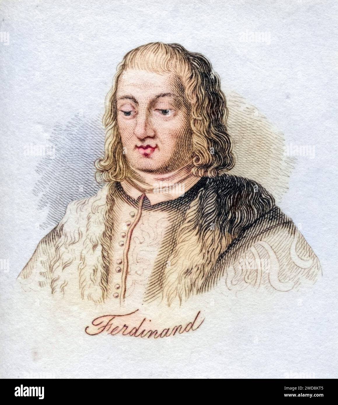 Ferdinand V. genannt der Katholische 1452-1516 König von Kastilien als Ferdinand II auch König von Sizilien und von Aragon als Ferdinand III König von Neapel aus dem Buch Crabbs Historical Dictionary aus 1825, Historisch, digital restaurierte Reproduktion von einer Vorlage aus dem 19. Jahrhundert, data record non indicata Foto Stock