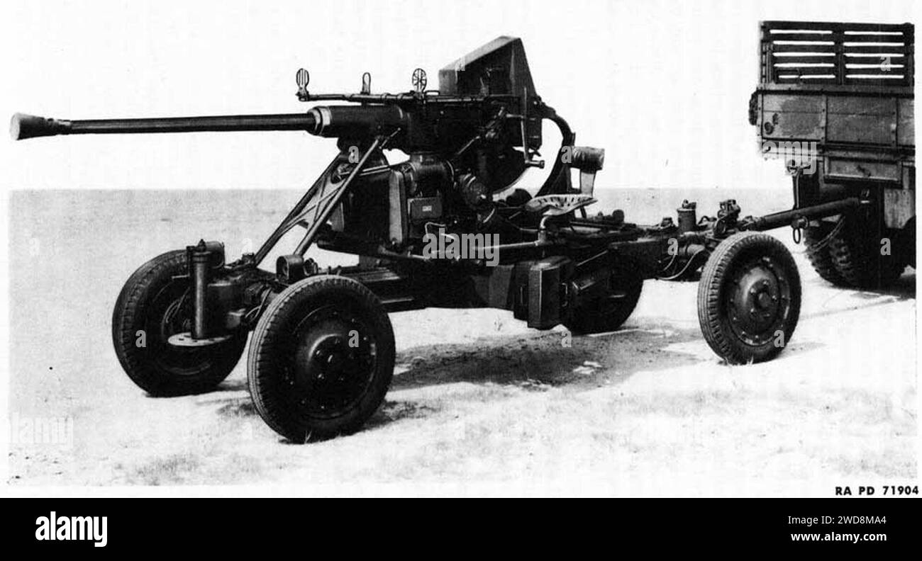 40 mm M1 Automatic Gun Anti-Aircraft, su m2(A1) Carriage da TM9-252 fig004. Foto Stock