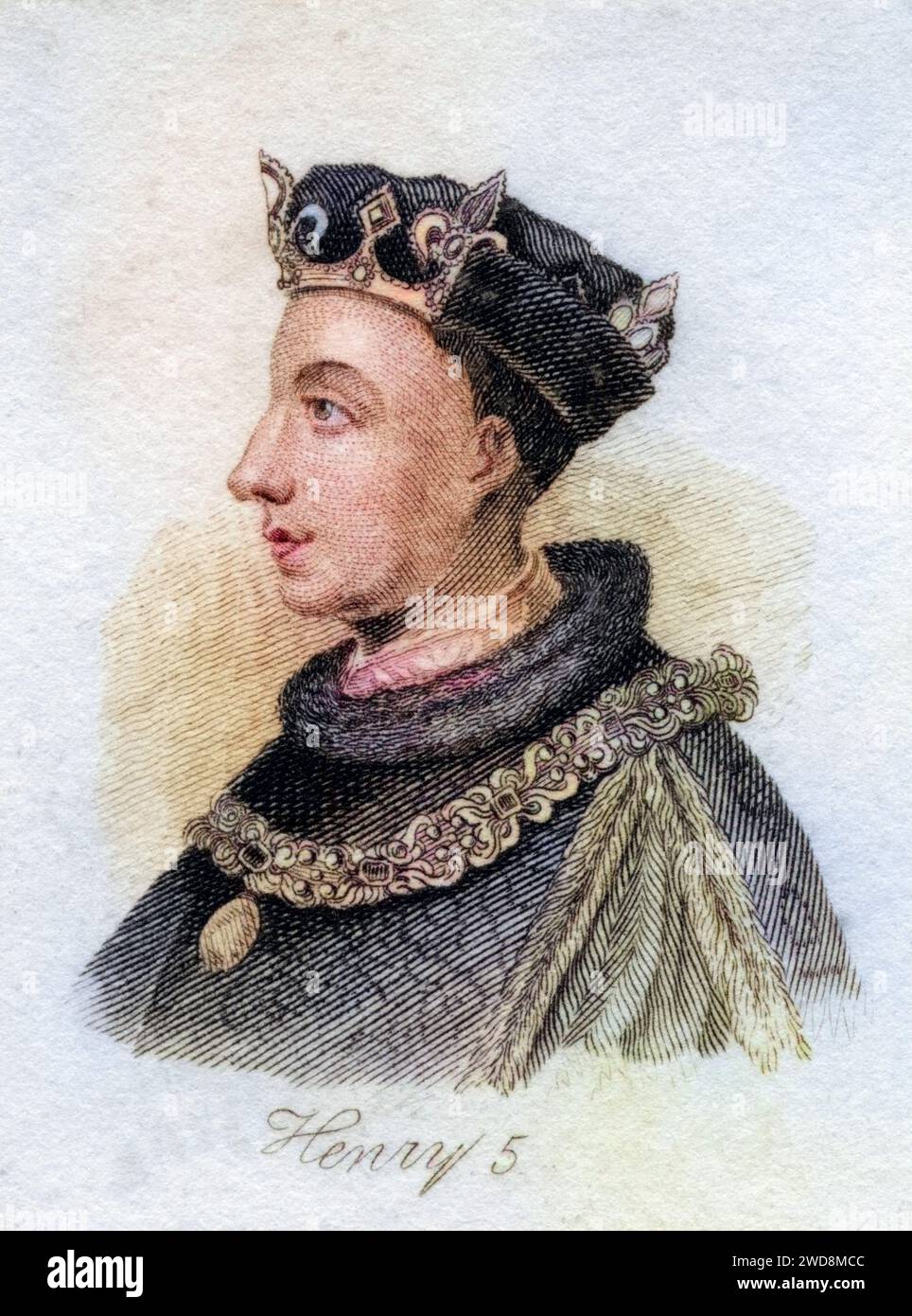 Heinrich V. König von England 1387 - 1422 aus dem Buch Crabbs Historical Dictionary aus 1825, Historisch, digital restaurierte Reproduktion von einer Vorlage aus dem 19. Jahrhundert, data record non indicata Foto Stock