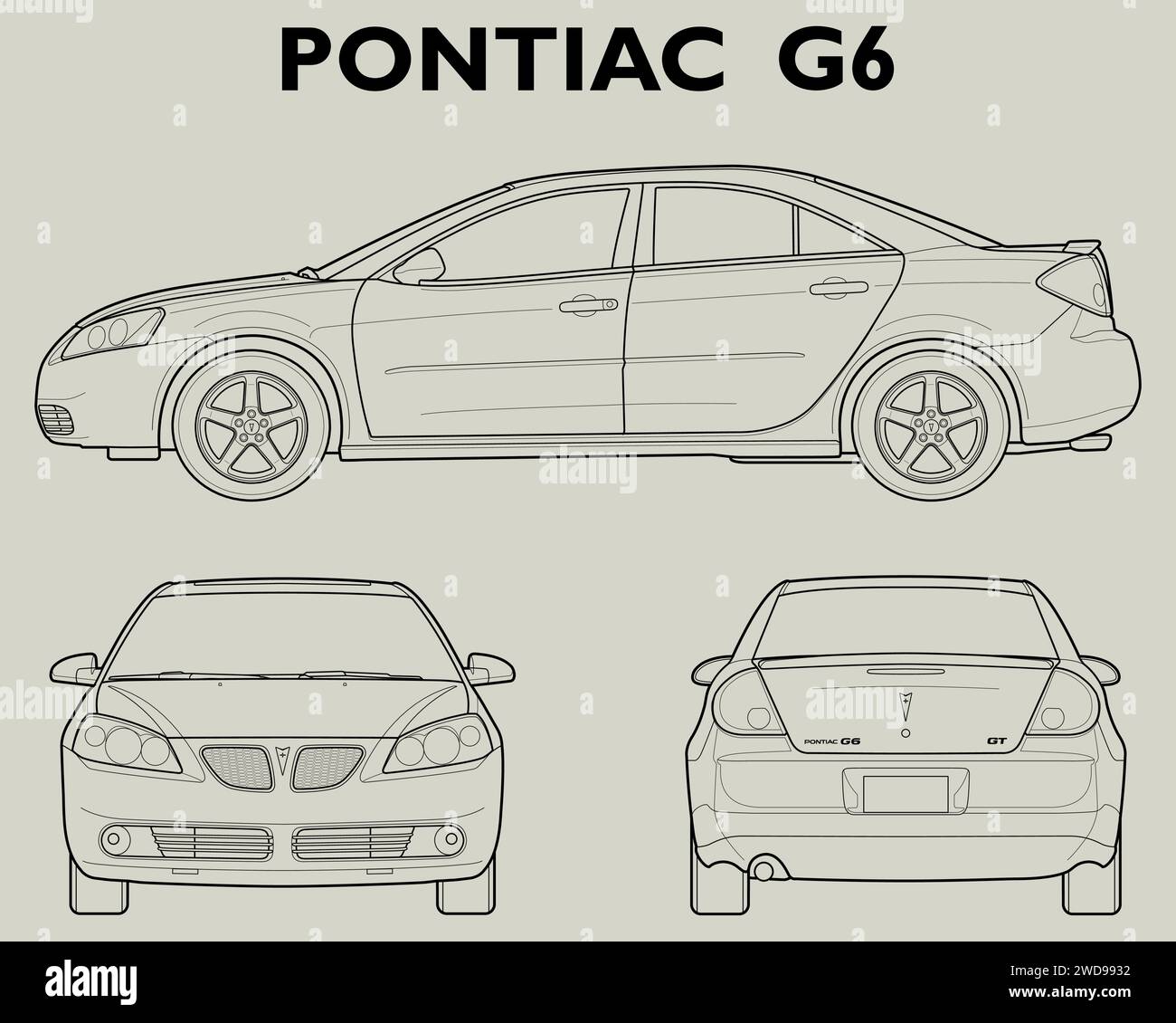 2005 modello per auto Pontiac G6 Illustrazione Vettoriale