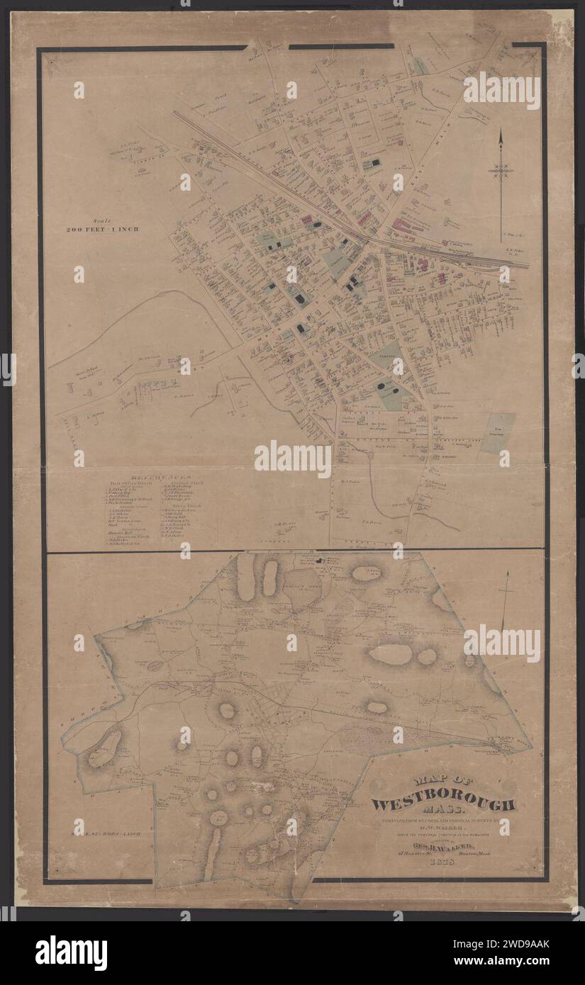 1878 Mappa di Westborough, Massachusetts, di O. W. Walker, Geo. H. Walker, Foto Stock