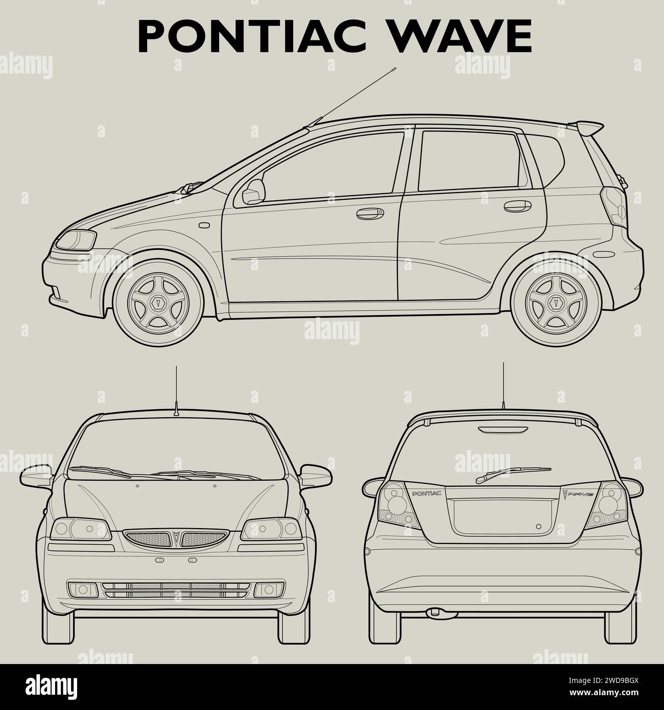 2005 progetto della Pontiac Wave Car Illustrazione Vettoriale
