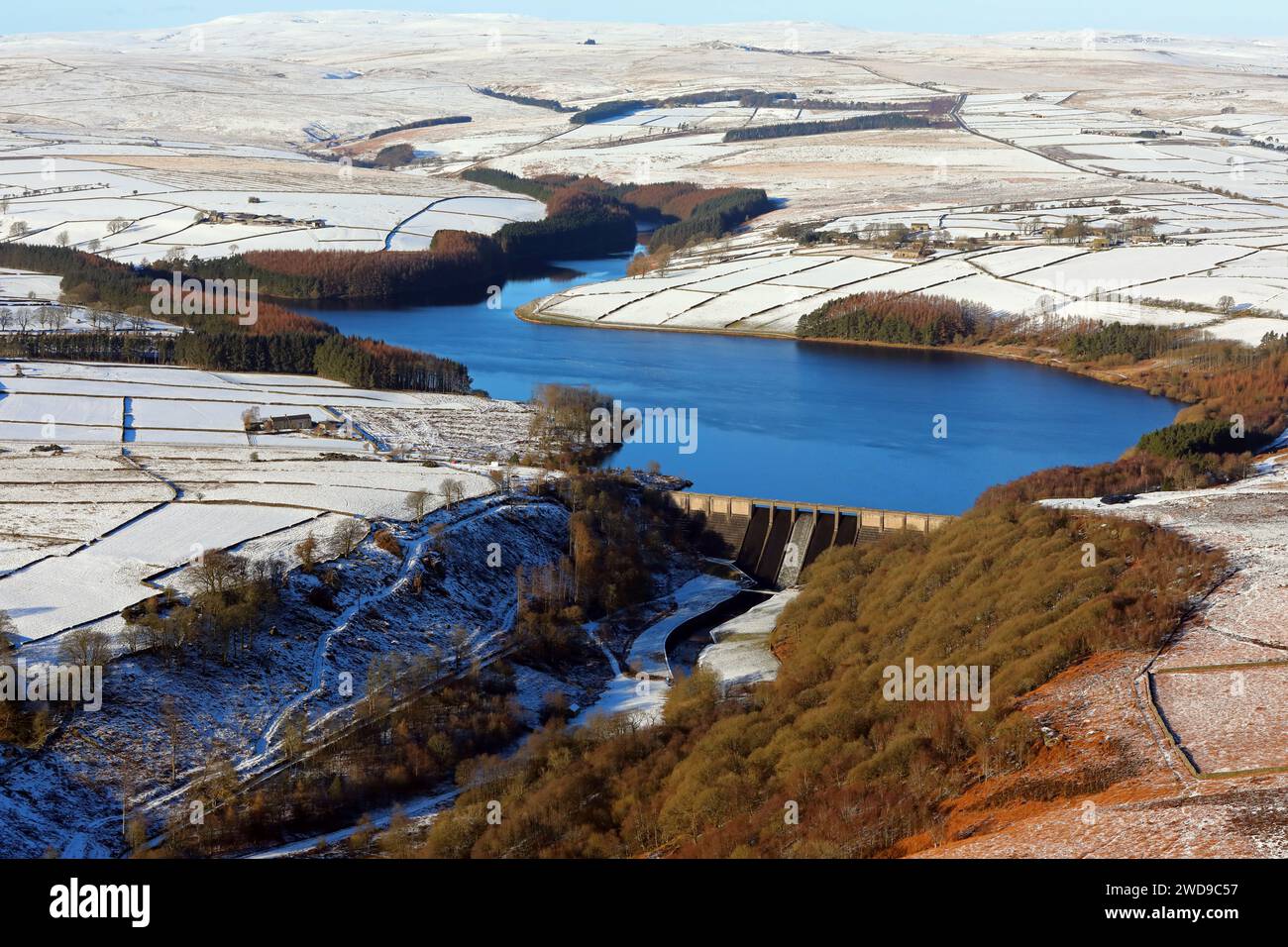 Vista aerea del Thruscross Reservoir, un'attrazione turistica Foto Stock