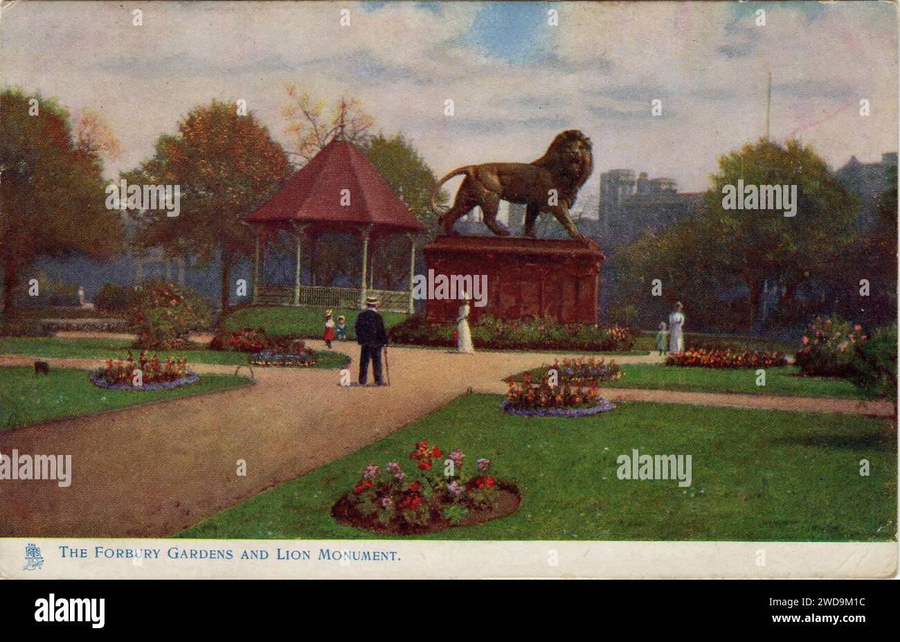 1903-08-31 di fronte ai Forbury Gardens e al monumento ai leoni. Foto Stock