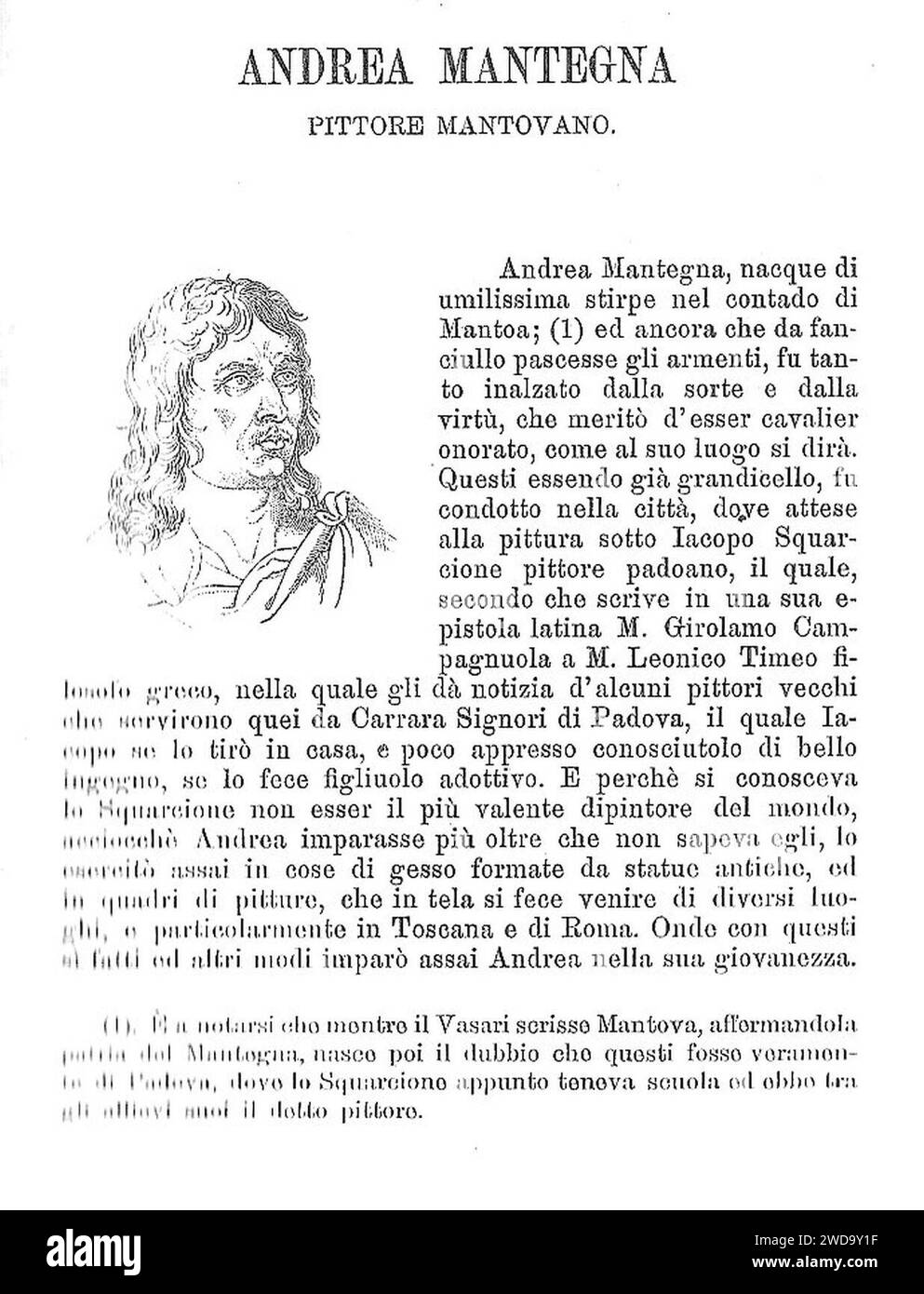 1913-Vasari-le-vite-pag-445-Andrea-Mantegna. Foto Stock