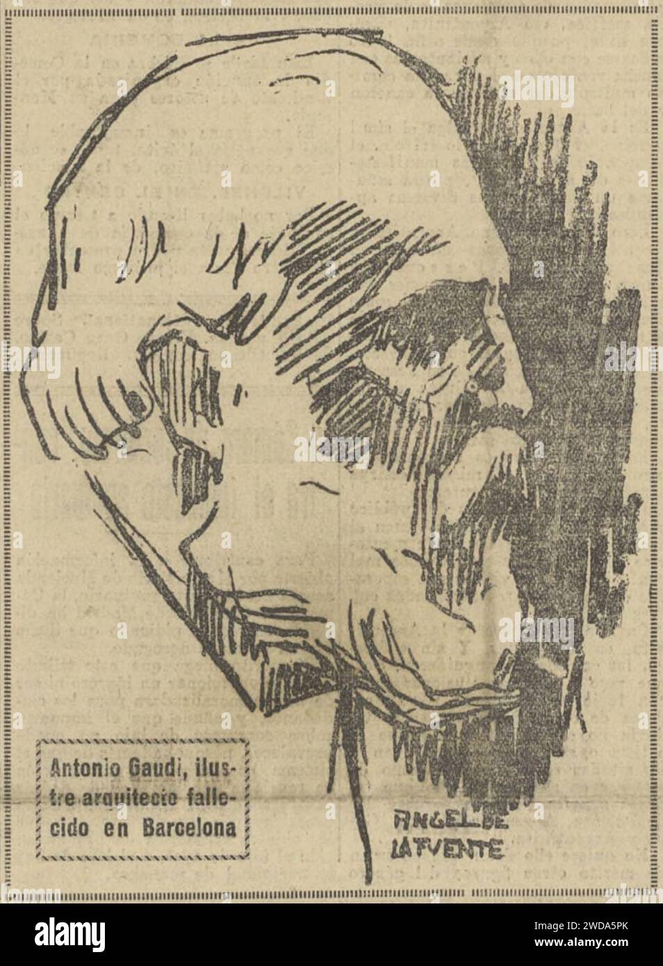 1926-06-12, El Liberal, Antonio Gaudí, ilustre arquitecto fallecido en Barcelona. Foto Stock