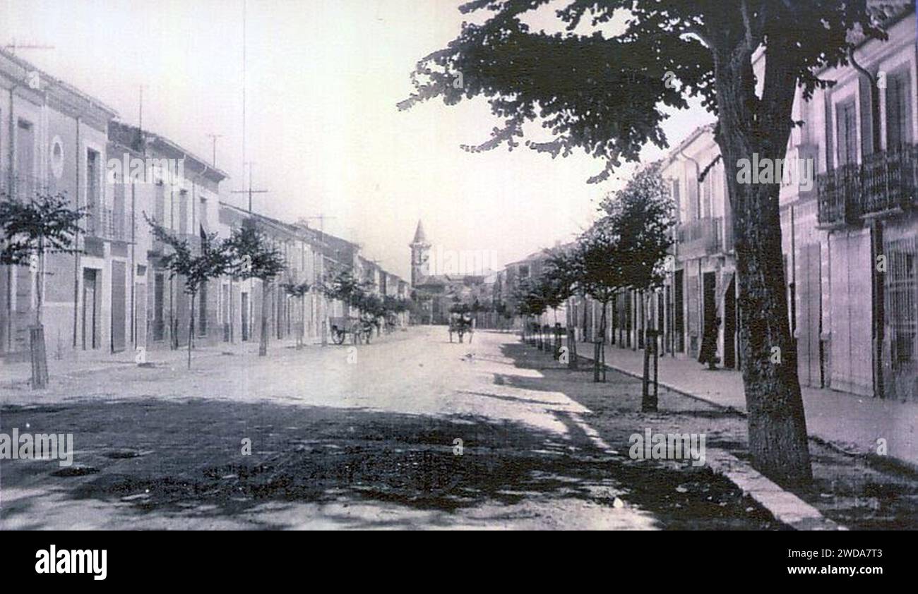 1933, Villena. Calle Pablo Iglesias (Avenida de la Constitución). Foto Stock