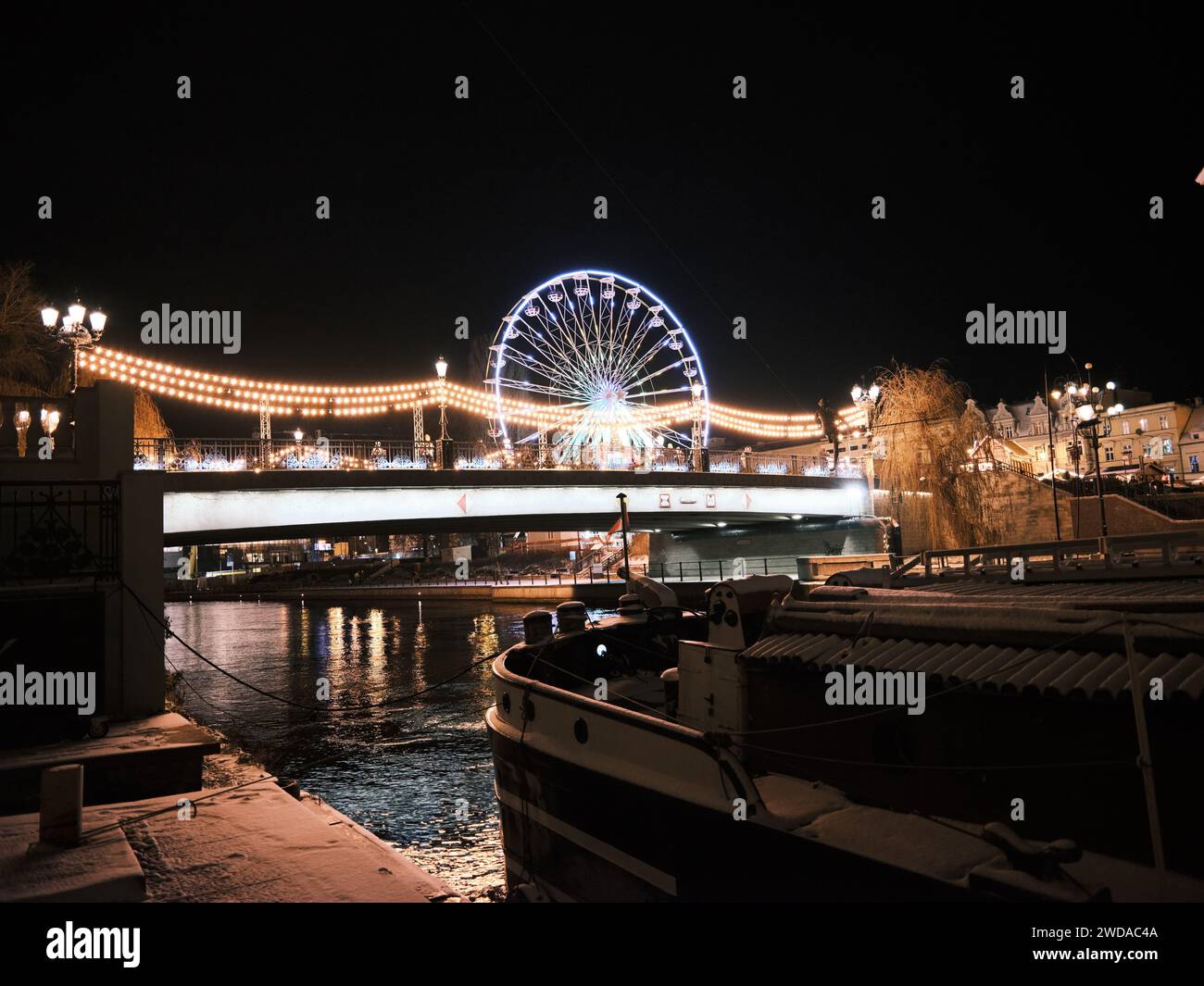 Visita turistica di Bydgoszcz di notte. Foto Stock