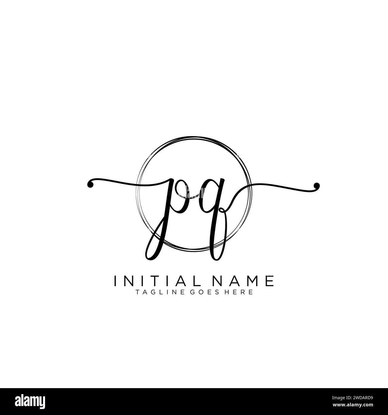 Logo della grafia iniziale di qualità di stampa con cerchio Illustrazione Vettoriale