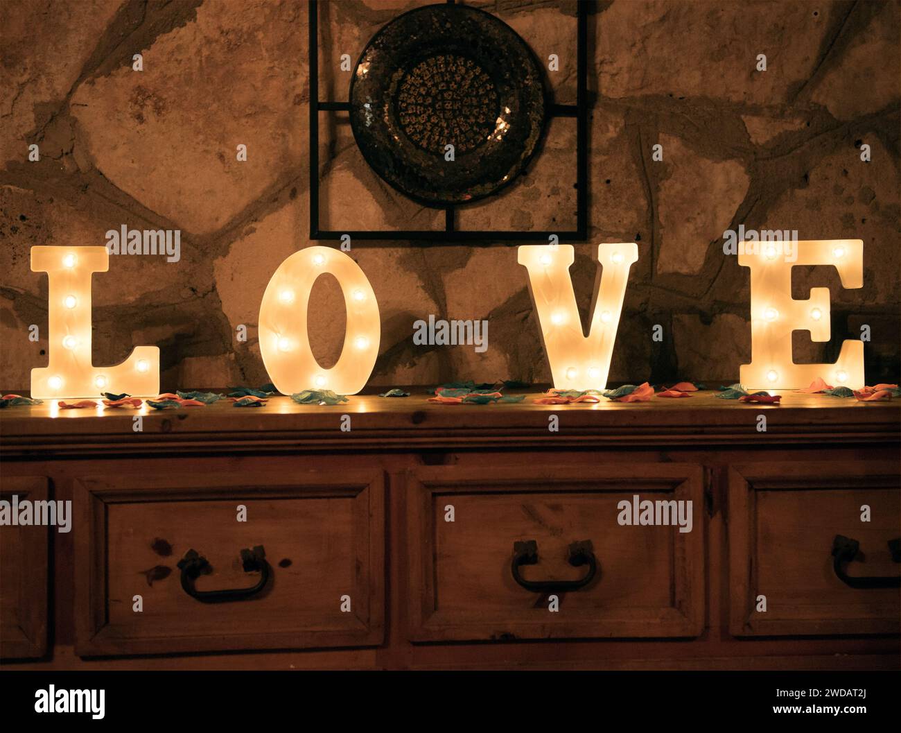 Espressione d'amore attraverso la visualizzazione delle lettere Foto Stock