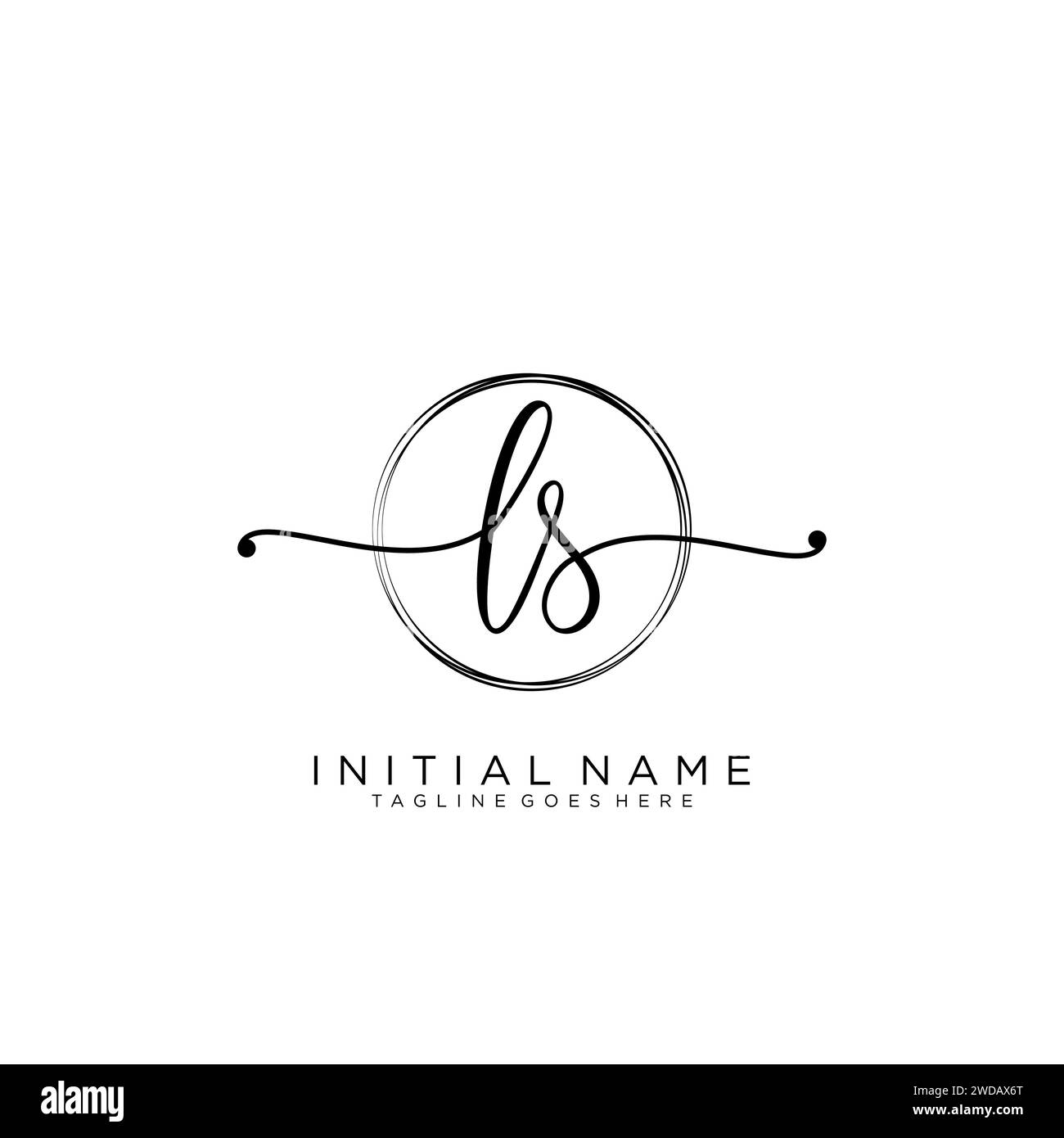 Logo della calligrafia iniziale LS con cerchio Illustrazione Vettoriale