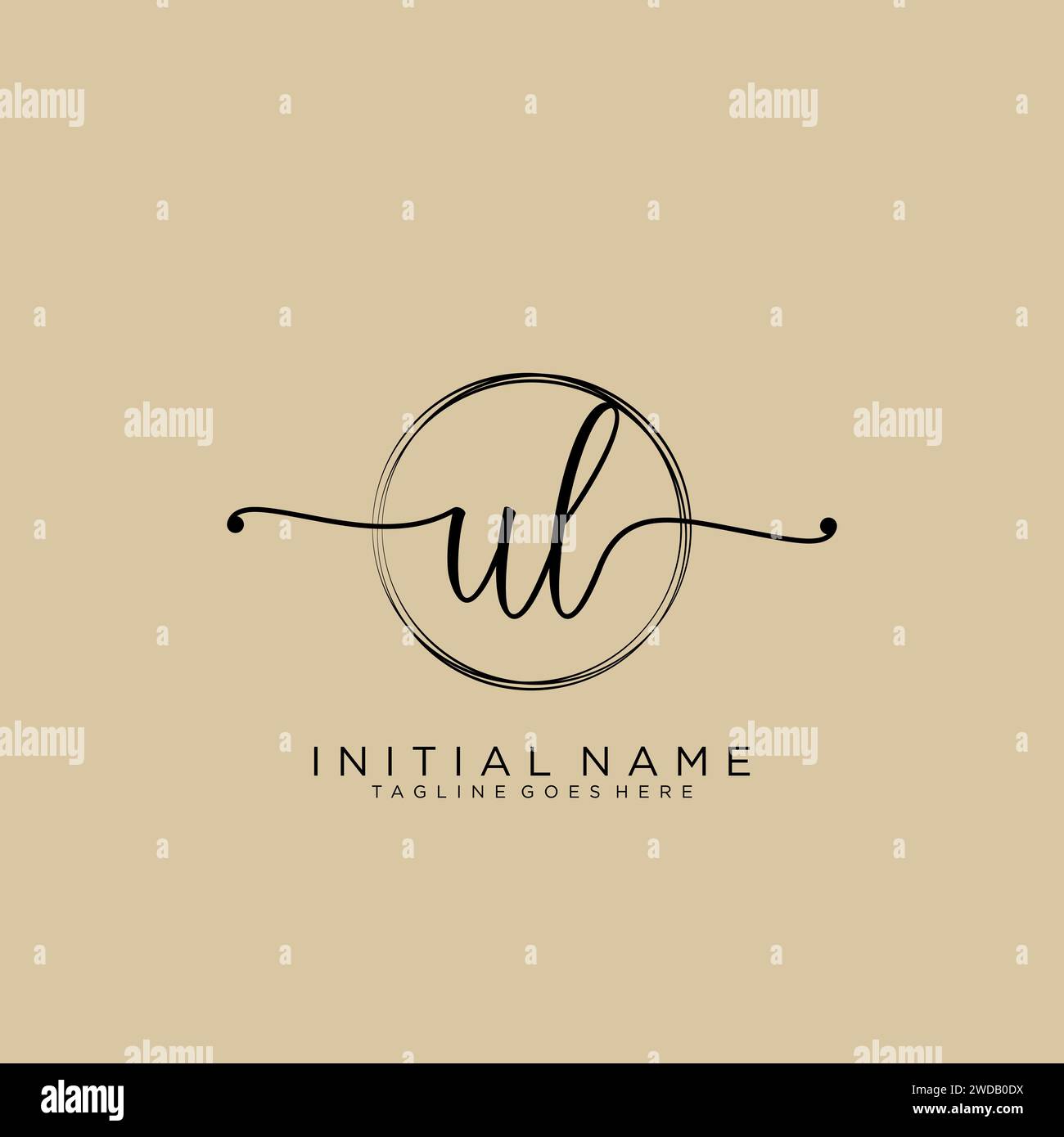 Logo iniziale UL con cerchio Illustrazione Vettoriale