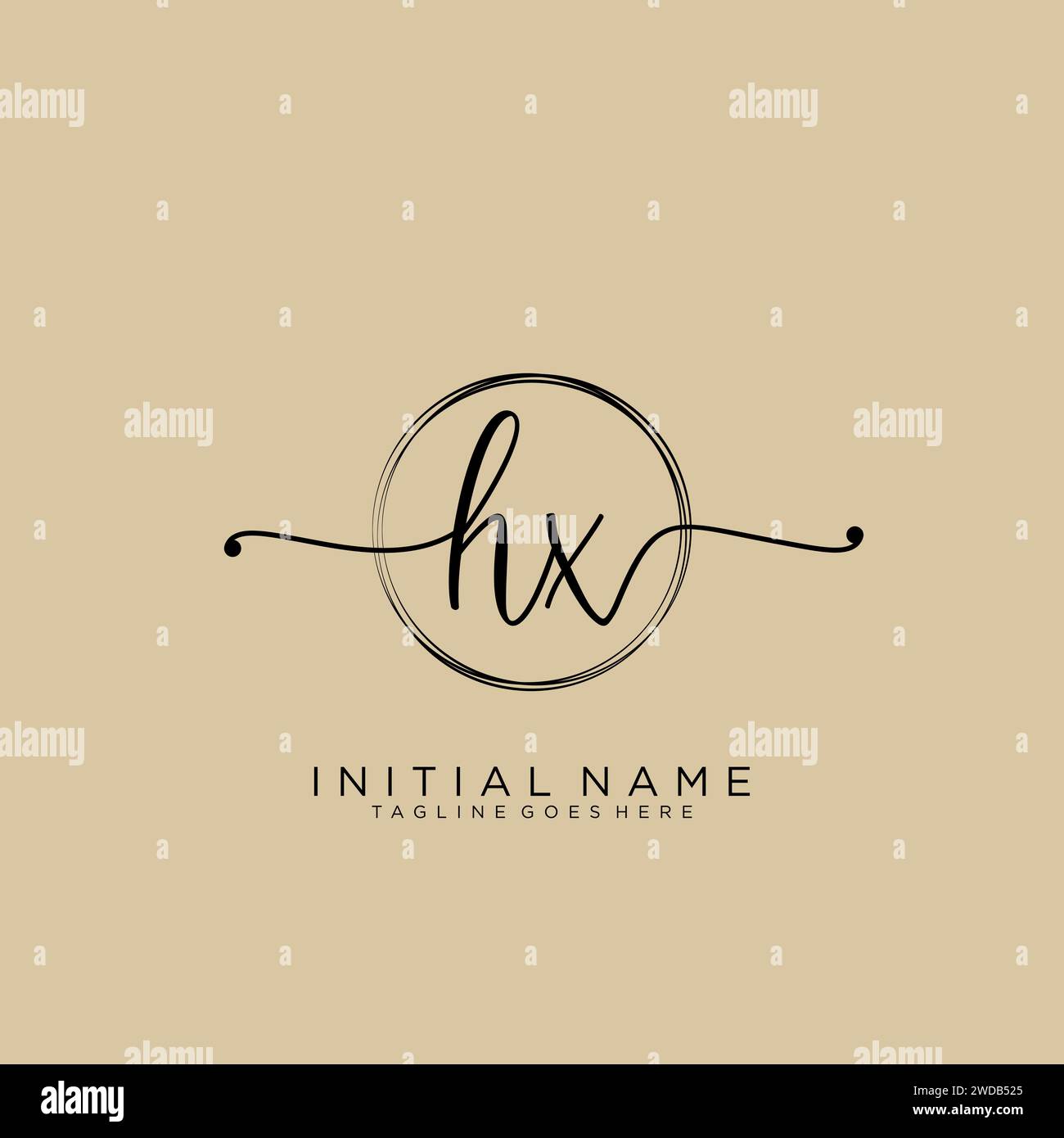 Logo HX iniziale con cerchio Illustrazione Vettoriale