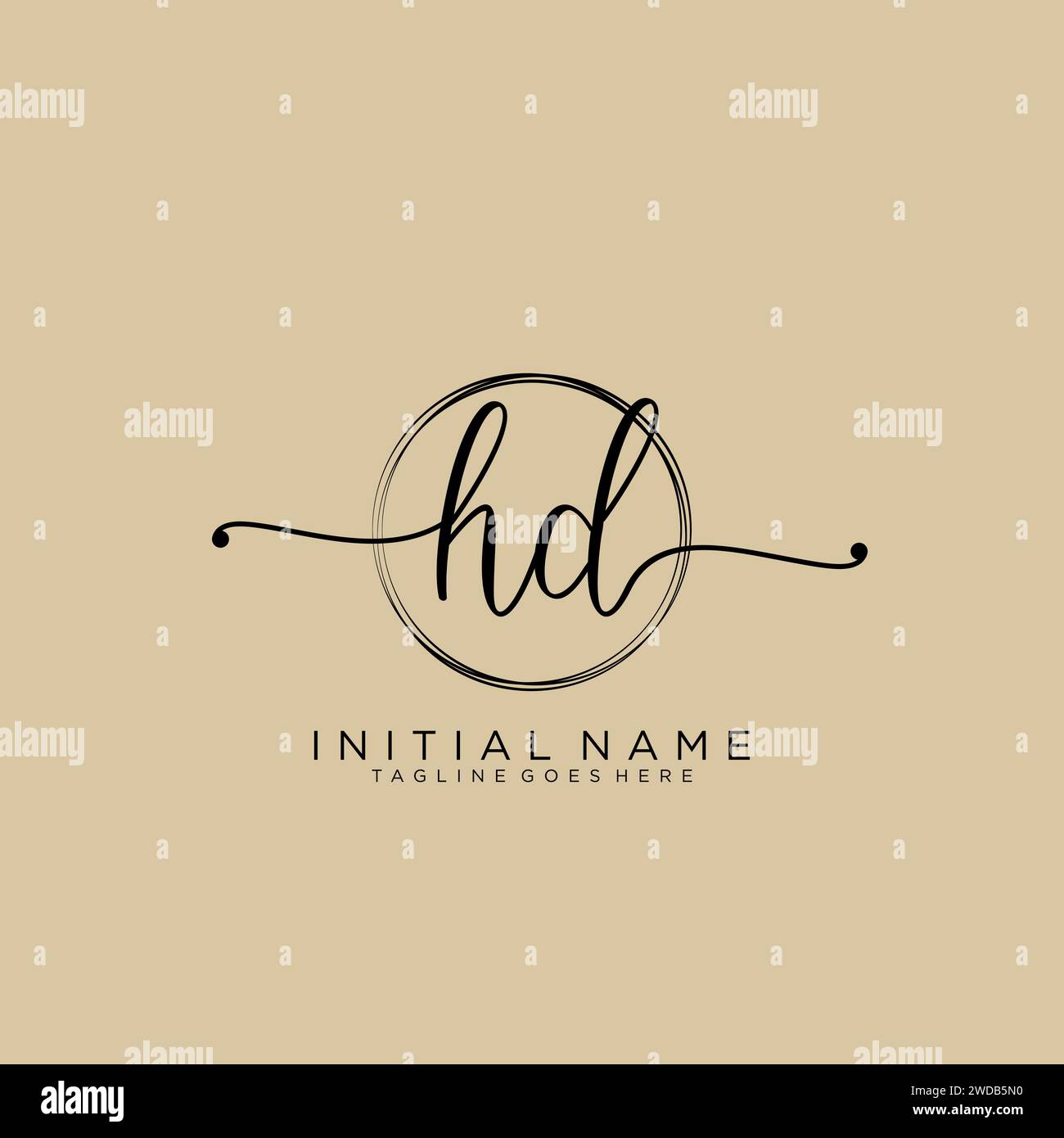Logo di scrittura iniziale HD con cerchio Illustrazione Vettoriale