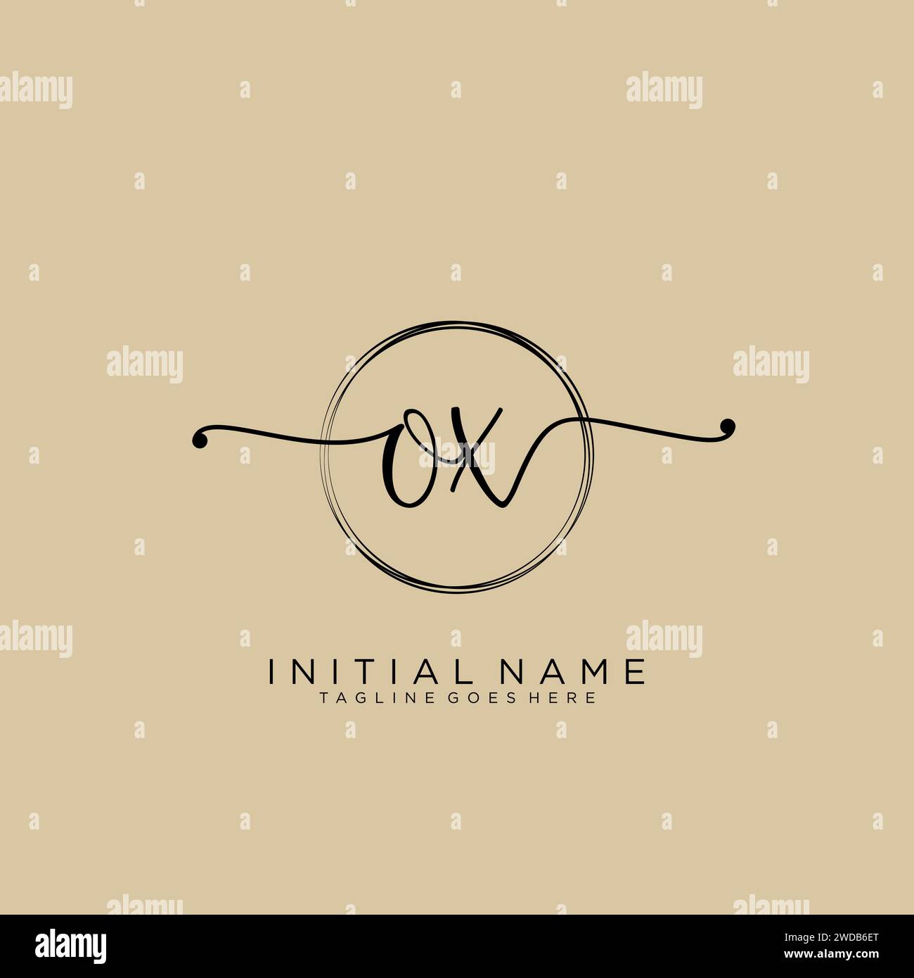 Logo iniziale OX con cerchio Illustrazione Vettoriale