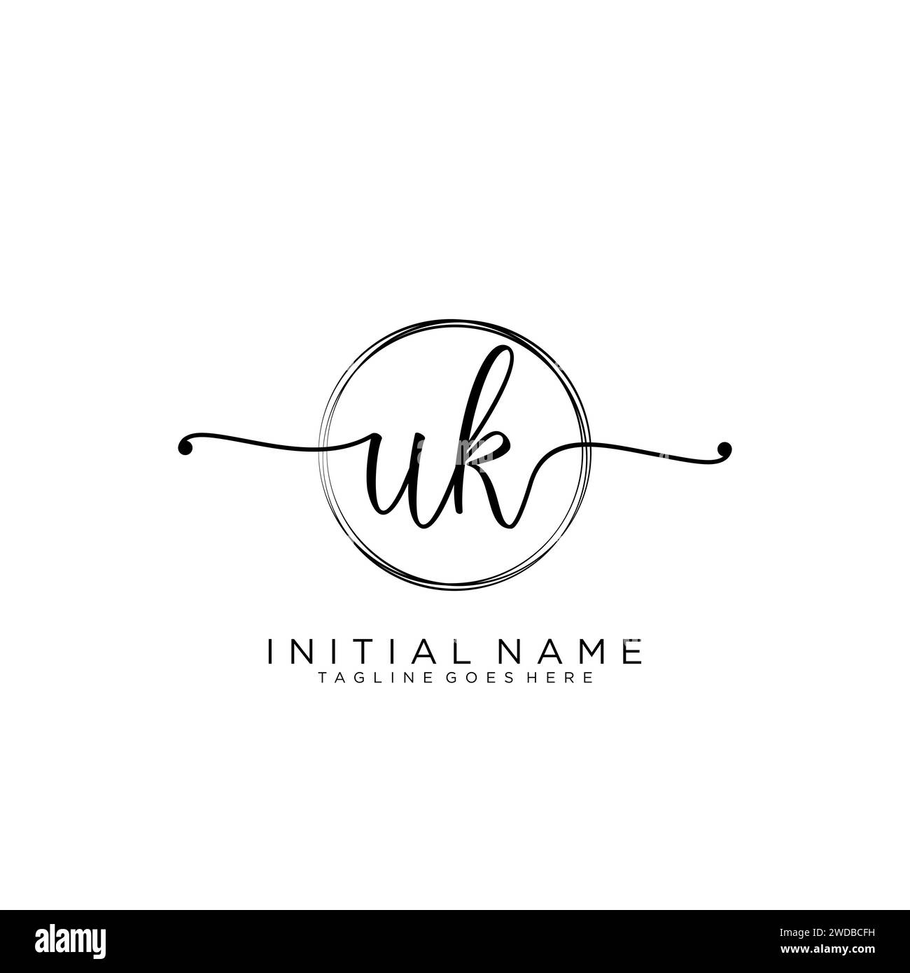 Logo della calligrafia iniziale del Regno Unito con cerchio Illustrazione Vettoriale