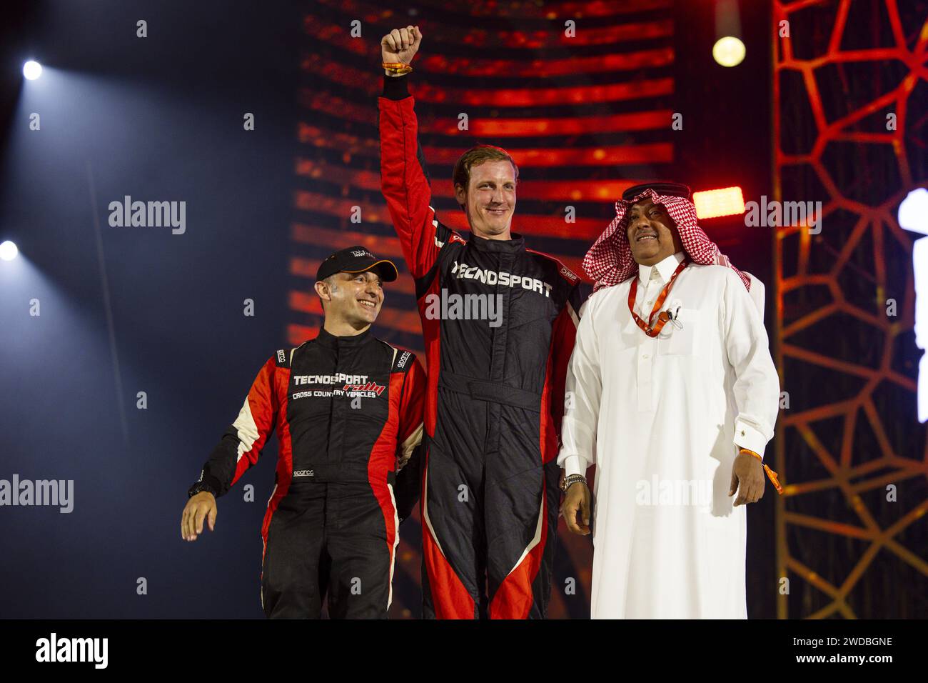 701 BEDESCHI Paolo (ita), BOTTALLO Daniele (ita), Tecnosport, Toyota, Dakar Classic, azione durante il podio finale della Dakar 2024 il 19 gennaio 2024 a Yanbu, Arabia Saudita Credit: Independent Photo Agency/Alamy Live News Foto Stock