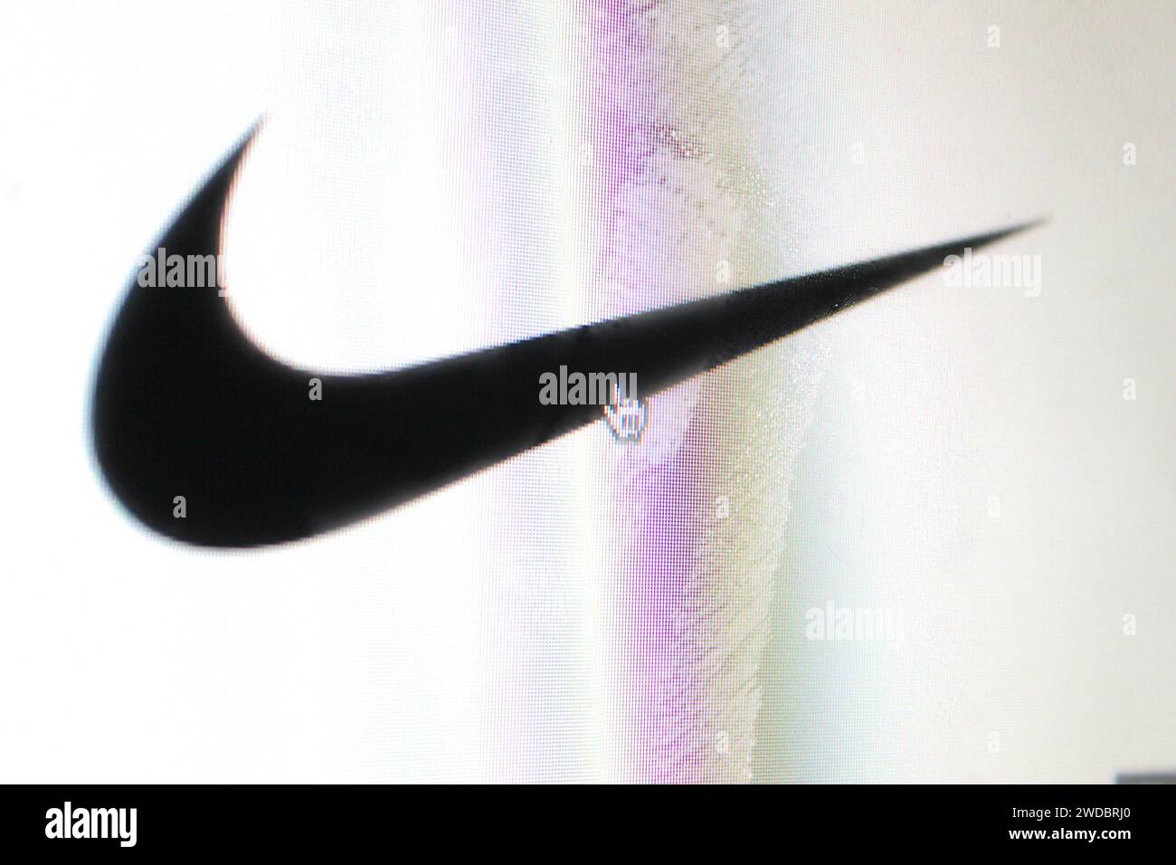 Una foto del logo Nike sullo schermo di un computer. Foto Stock