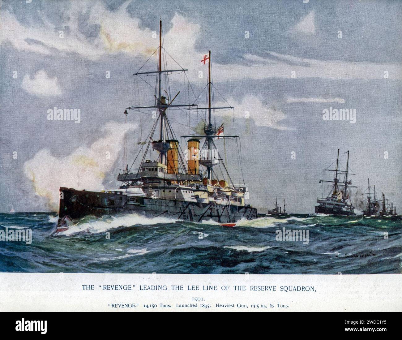 Charles Edward Dixon HMS Revenge 1892 Royal Navy Reserve Squadron. Foto Stock