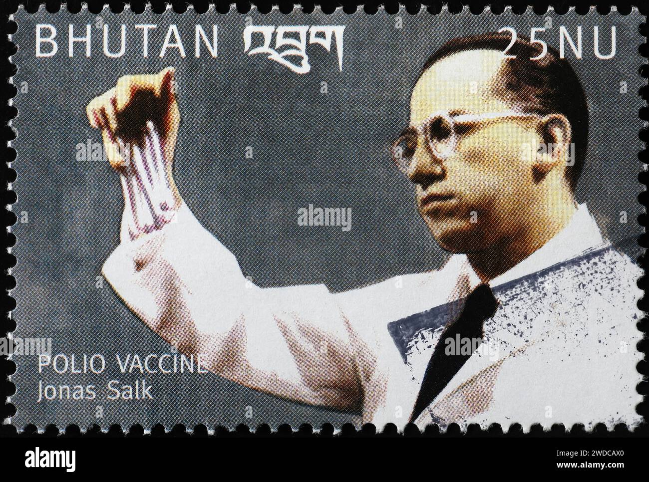 Scopritore del vaccino antipolio Jonas Salk sul francobollo Foto Stock
