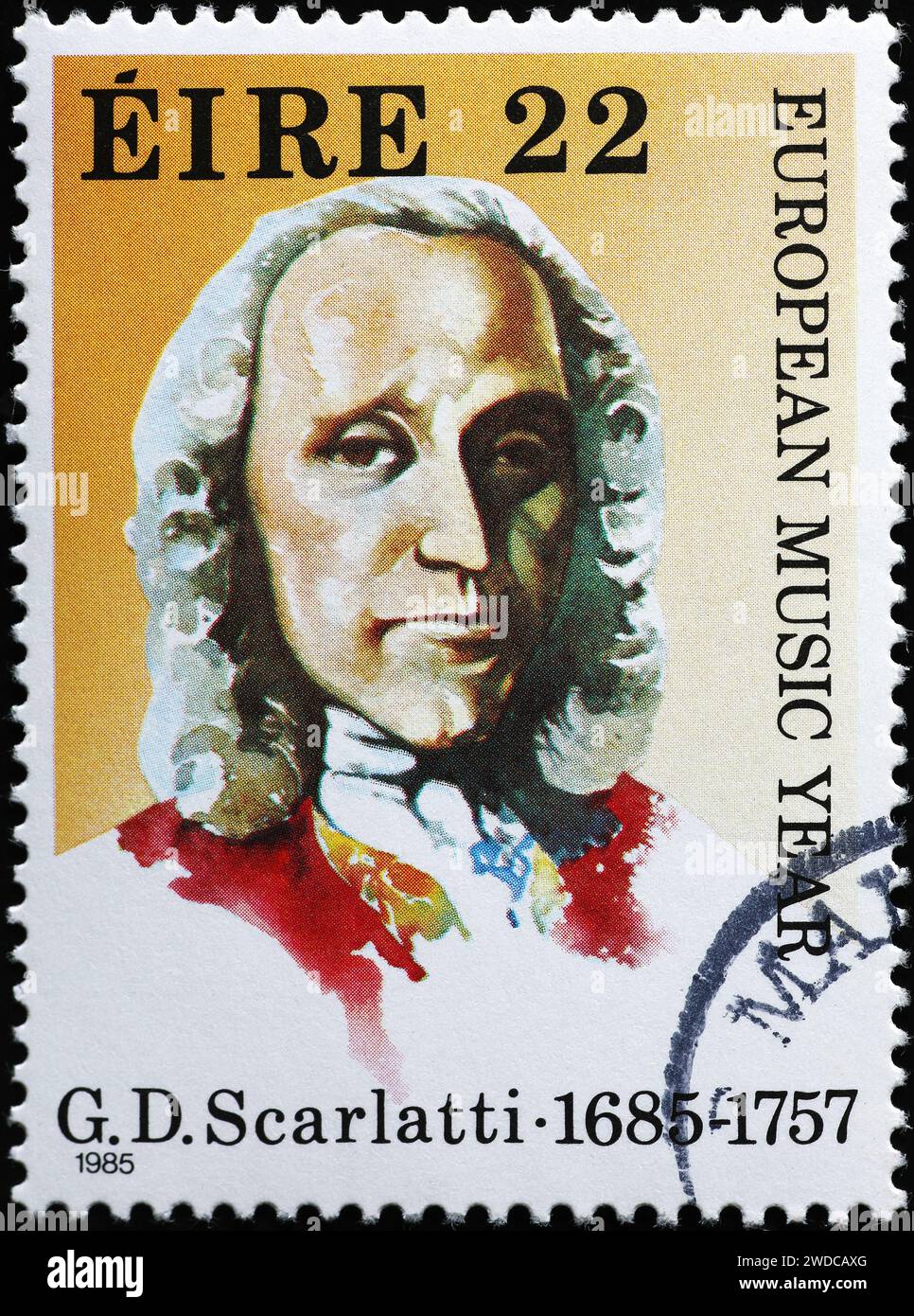 Domenico Scarlatti su francobollo irlandese d'epoca Foto Stock