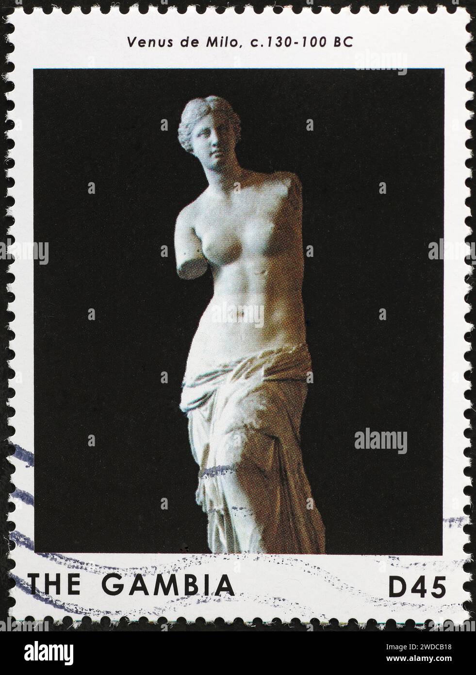 Famosa statua di Venere di Milo su francobollo dal Gambia Foto Stock