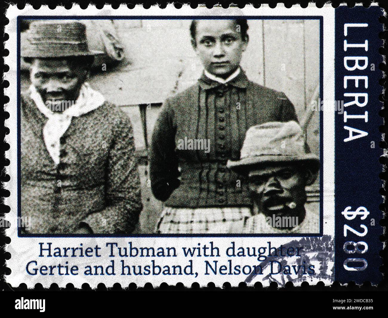 Harriet Tubman e la sua famiglia con francobollo Foto Stock