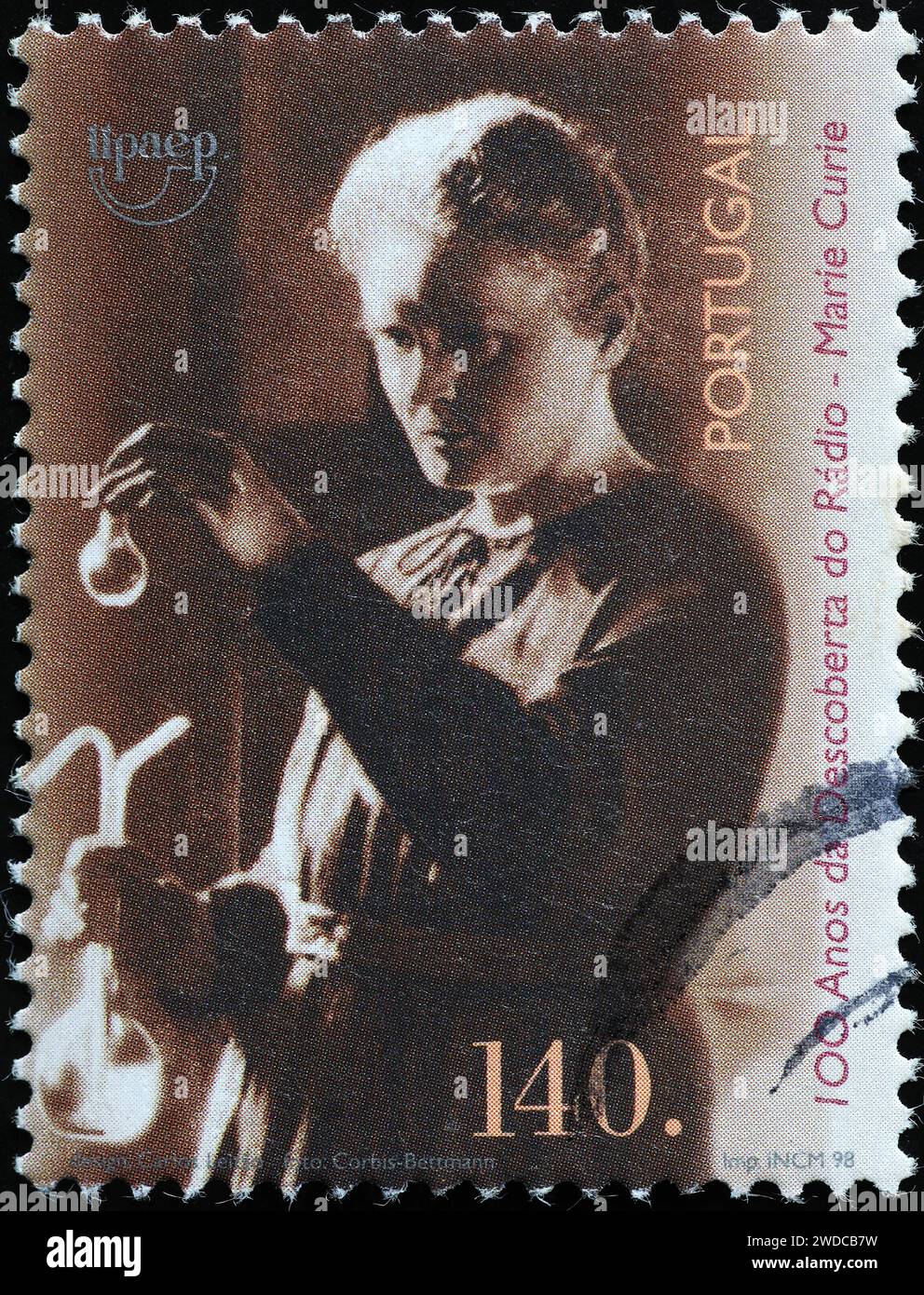 Maria Curie su francobollo portoghese Foto Stock