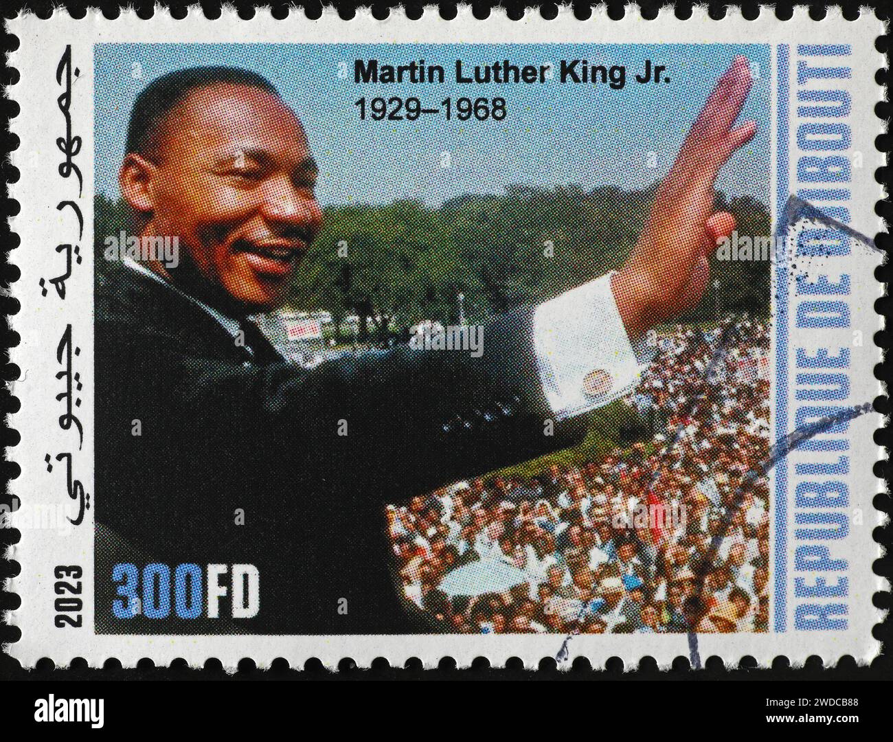Martin Luther King saluta la gente sul francobollo Foto Stock