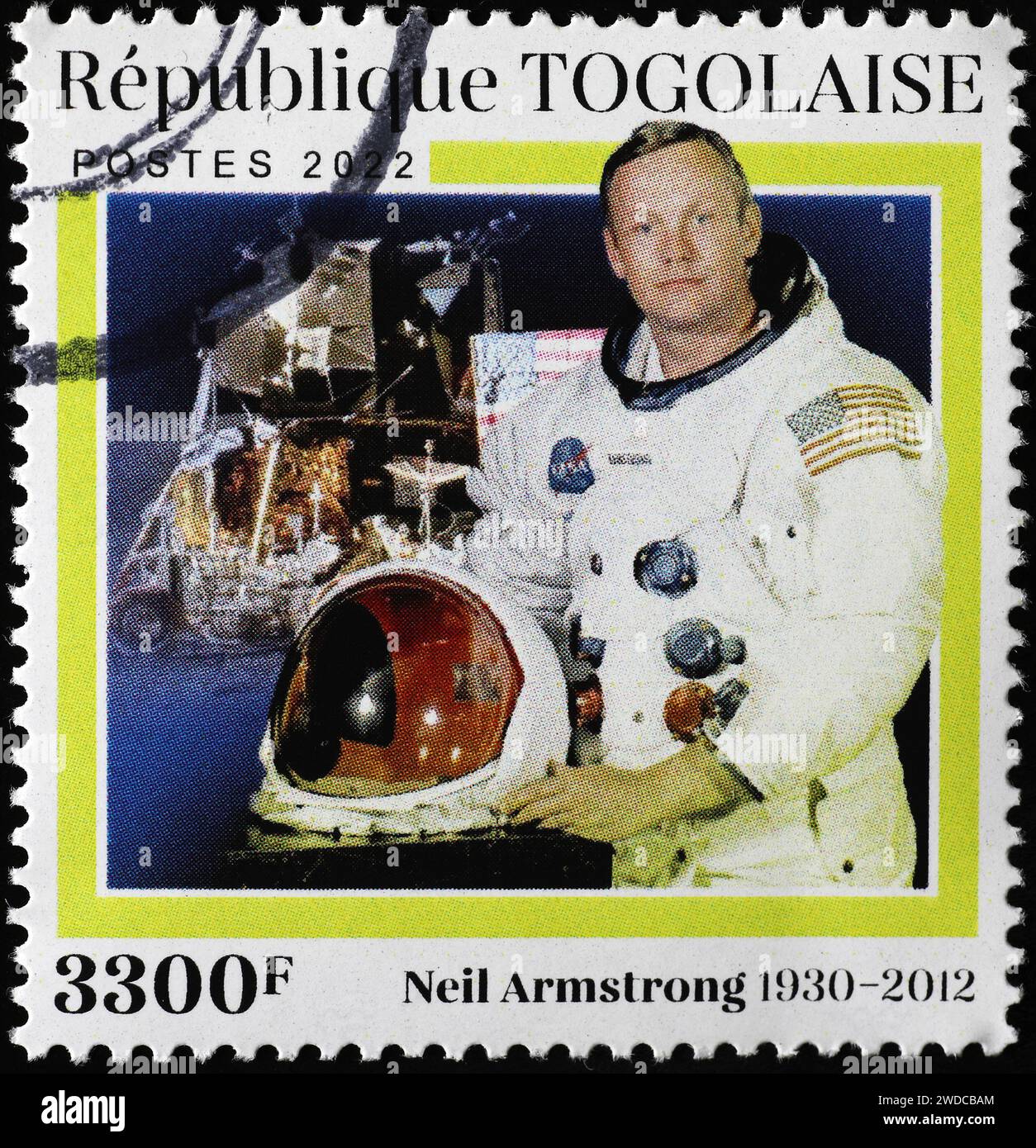 Ritratto di Neil Armstrong su francobollo dal Togo Foto Stock