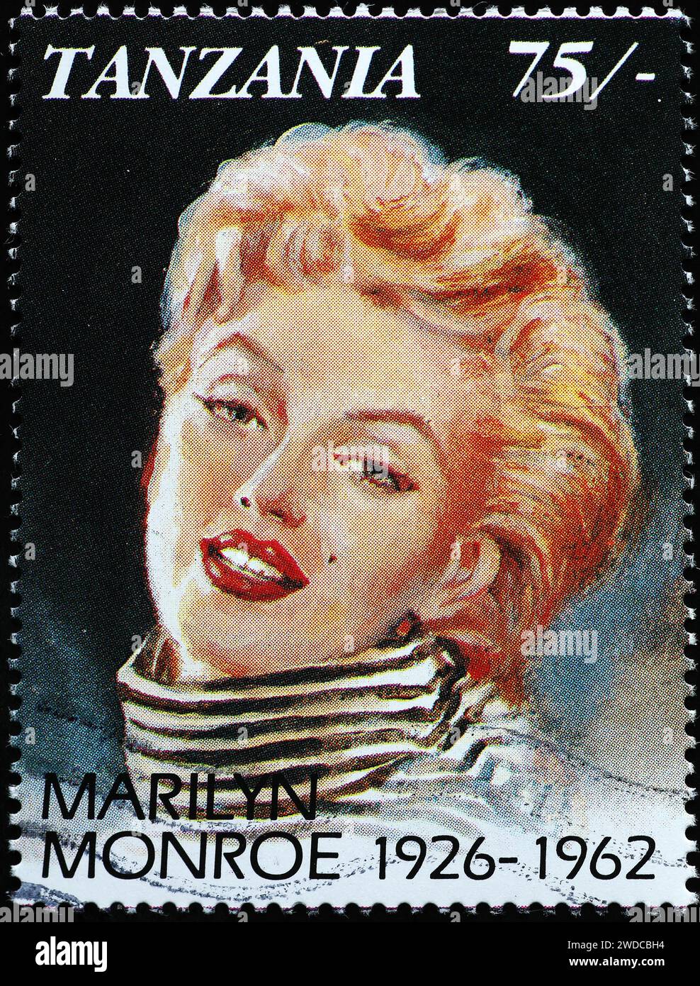 Francobollo dalla Tanzania con Marilyn Monroe Foto Stock