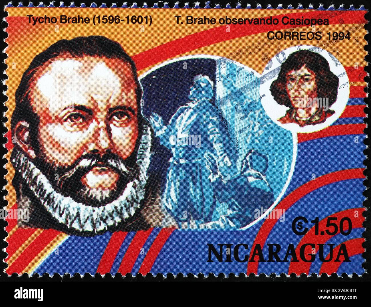 Lo scienziato Tycho Brahe sul francobollo Foto Stock