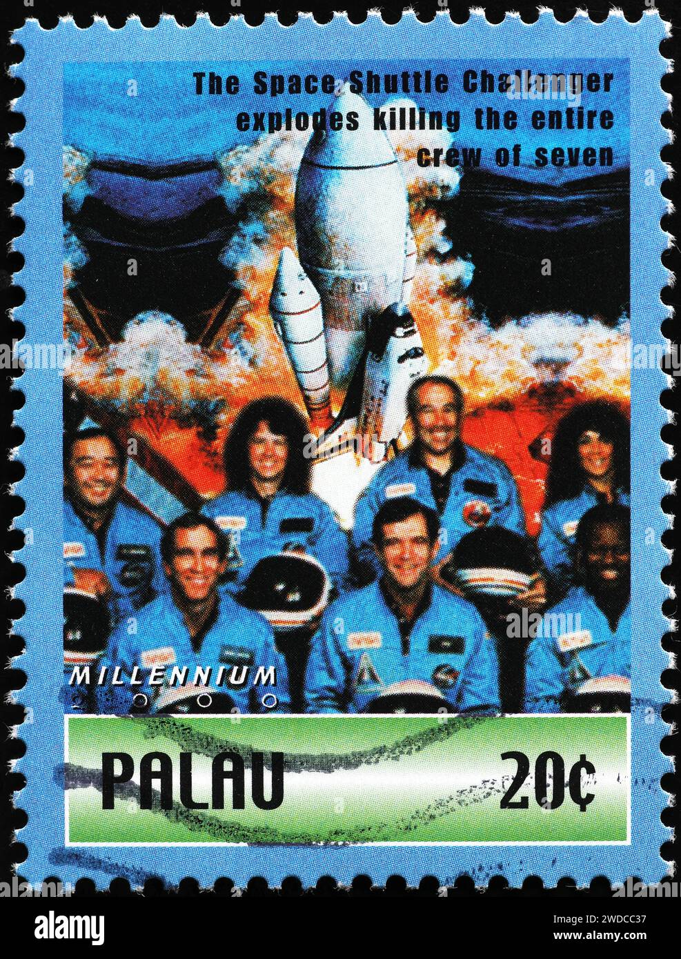 Il disastro dello Space Shuttle Columbia del 1986 ricordato sul francobollo Foto Stock