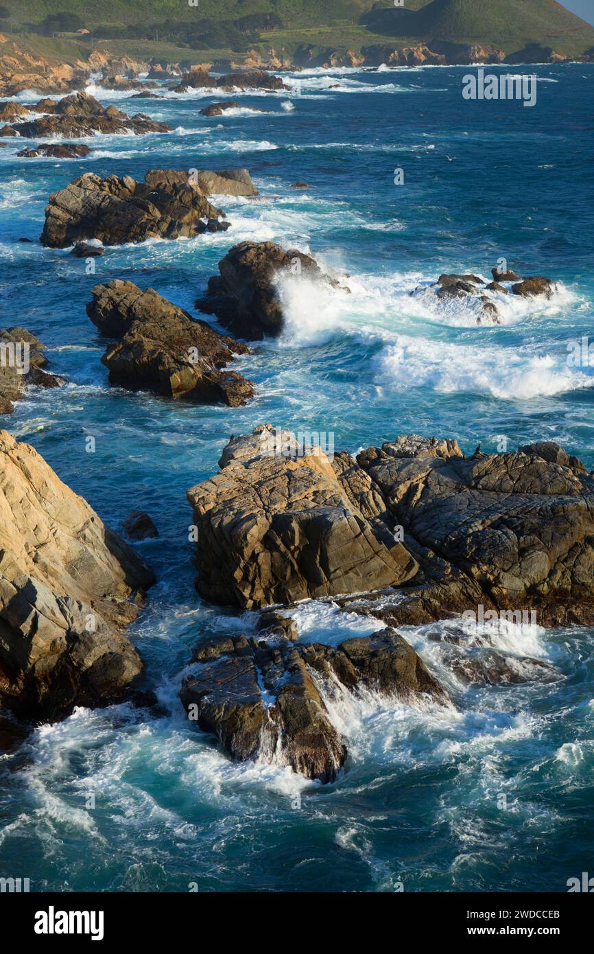 Costa rocciosa, Garrapata State Park, Big Sur Coast Highway Scenic Byway, California Foto Stock