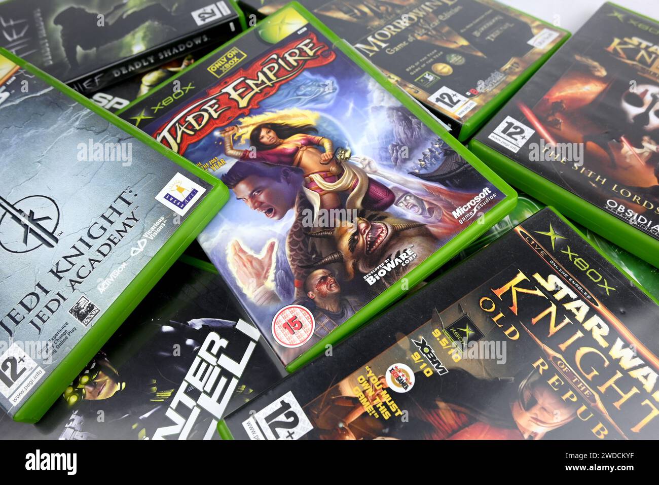 Videogiochi Xbox Original su sfondo bianco – Galles, Regno Unito – 19 gennaio 2024 Foto Stock