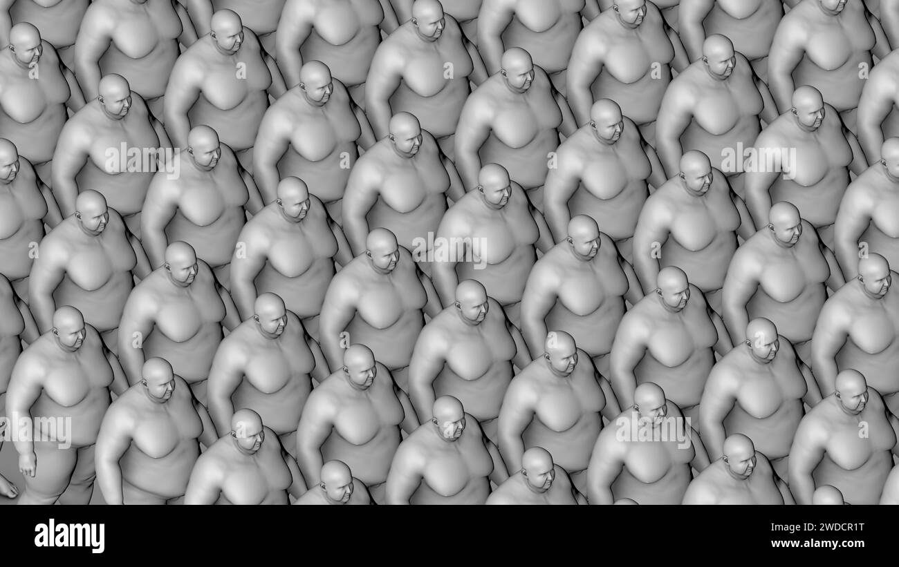 Cloni di persone in sovrappeso, illustrazione Foto Stock