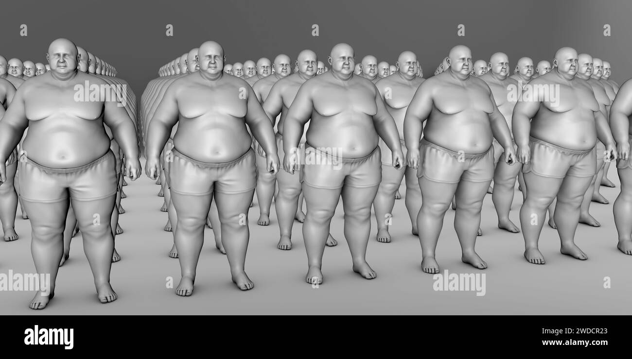 Cloni di persone in sovrappeso, illustrazione Foto Stock