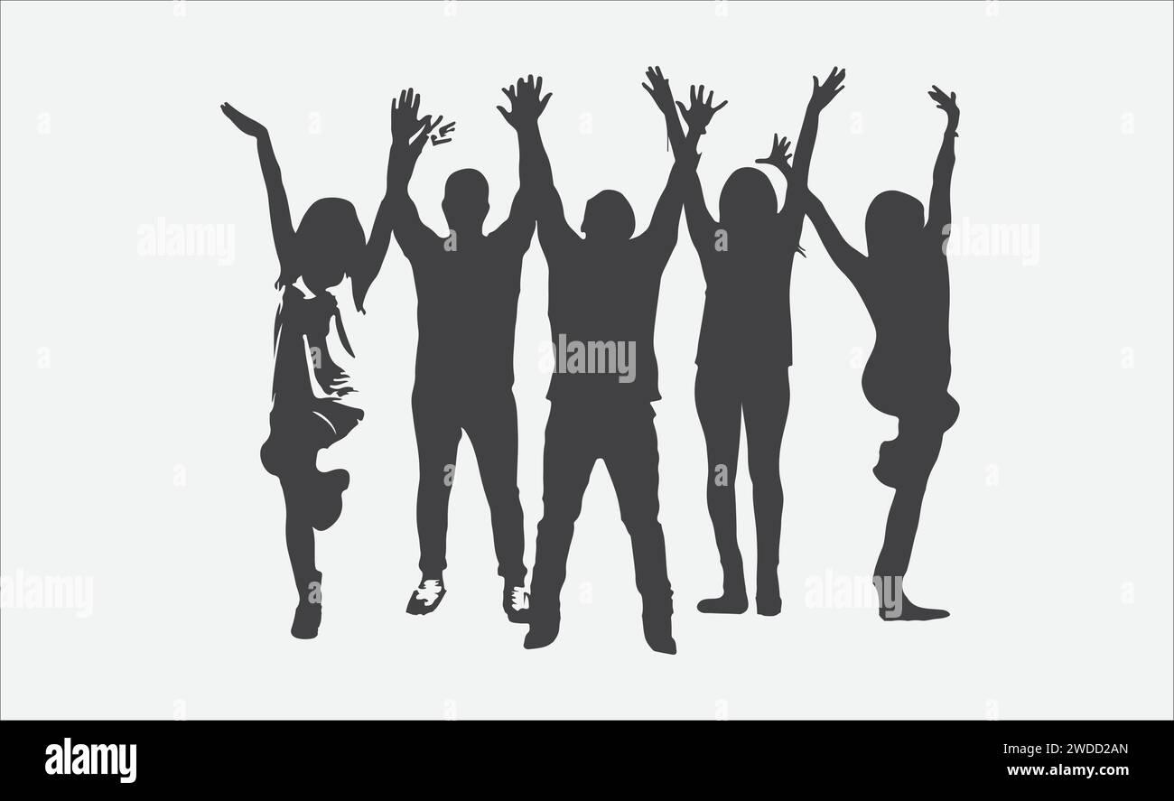 Radiant Joy, Una celebrazione delle silhouette di Happy People Illustrazione Vettoriale