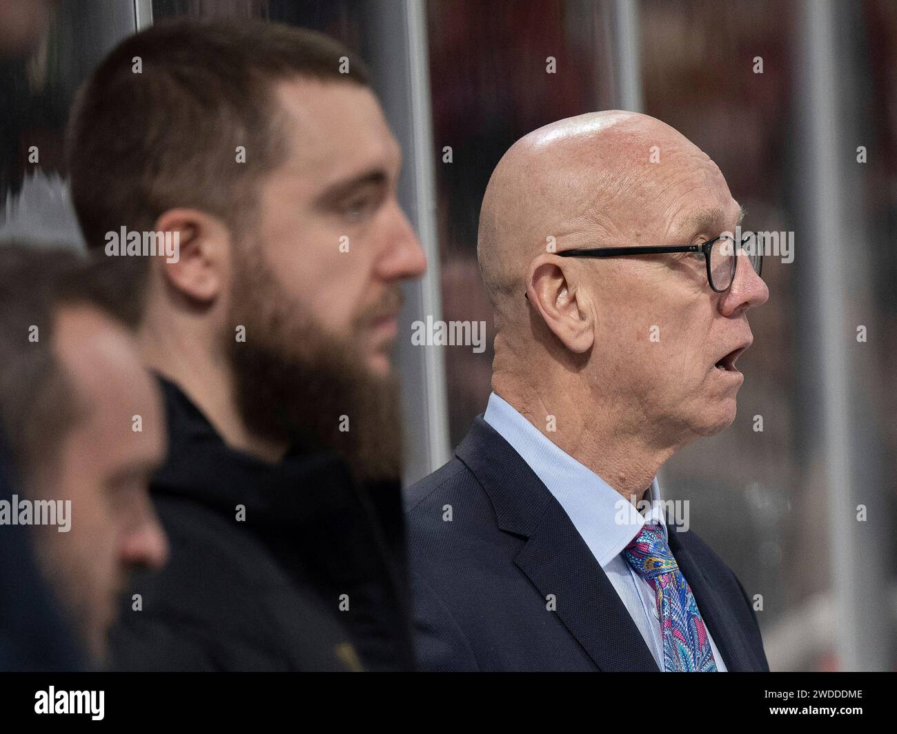 # Duesseldorfer EG vs. Nuernberg Ice Tigers, Eishockey, Penny DEL, 39. Spieltag, Saison 2023/2024, 19.01.2024 foto: Eibner-Pressefoto/Thomas Haesler Foto Stock