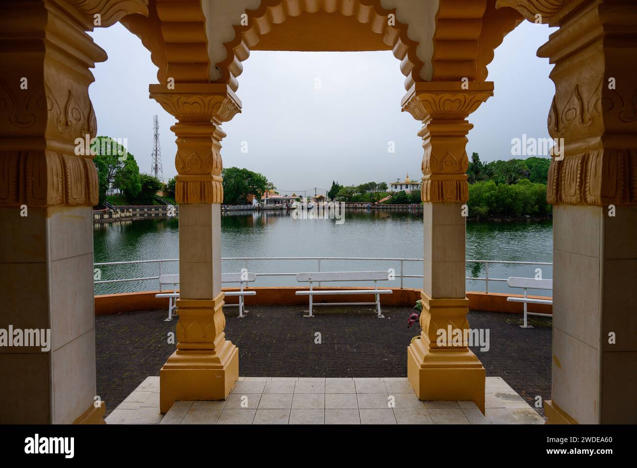 Tempio indù Ganga Talao e lago Sacro a Grand Bassin, Mauritius Foto Stock