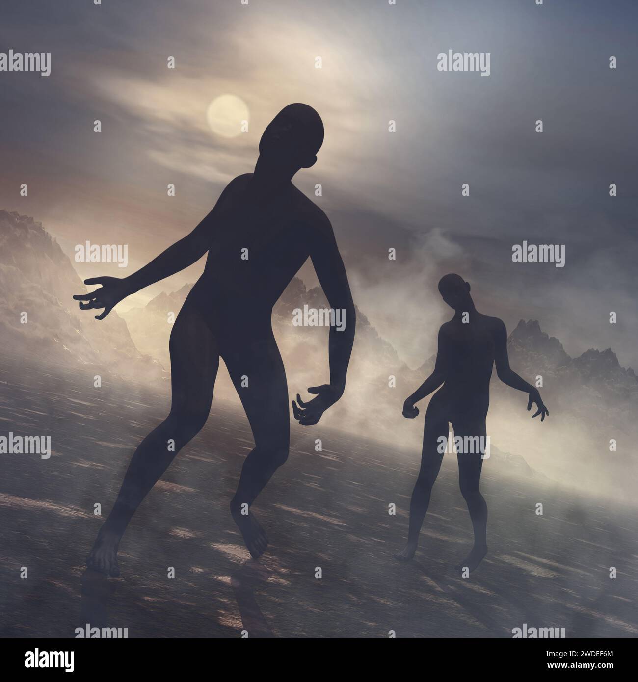 Zombie: La marcia implacabile in una Terra desolata Foto Stock