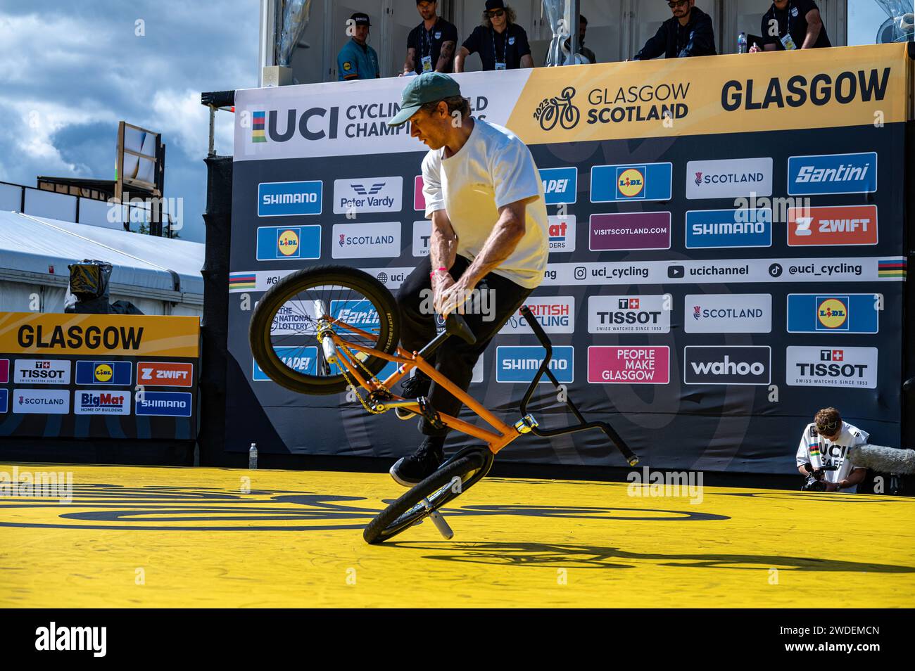 BMX Flatland a Glasgow Green durante i Campionati del mondo UCI 2023. Foto Stock