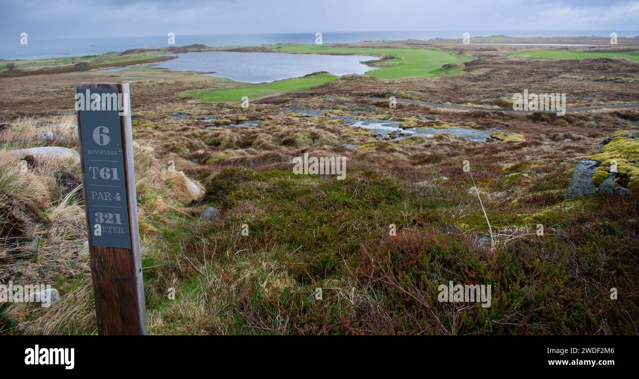 Lofoten Links Golf Course il campo da golf più a nord del mondo, la Norvegia Foto Stock