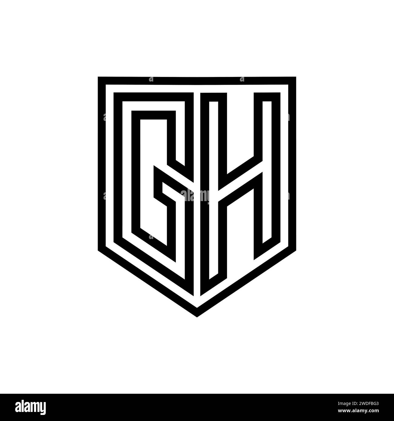Logo GH Letter monogramma schermatura linea geometrica all'interno del modello di design in stile isolato dello schermo Foto Stock