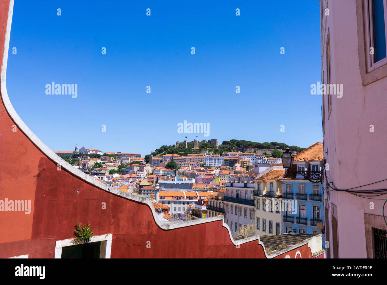 Vista panoramica di Lisbona su Senhora do Monte Foto Stock