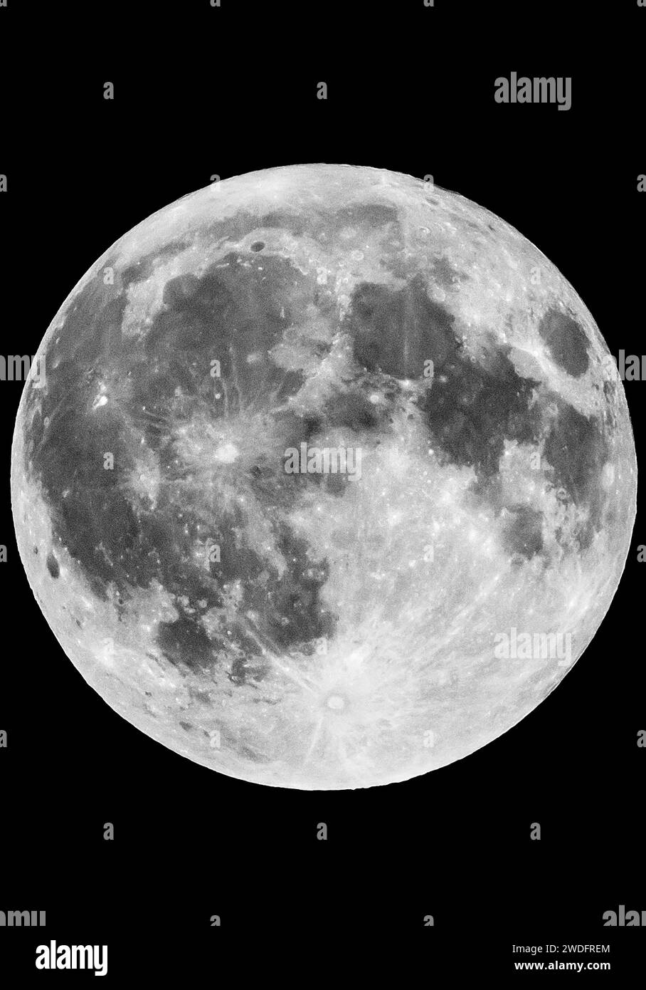 Primo piano della luna a Villajoyosa Foto Stock