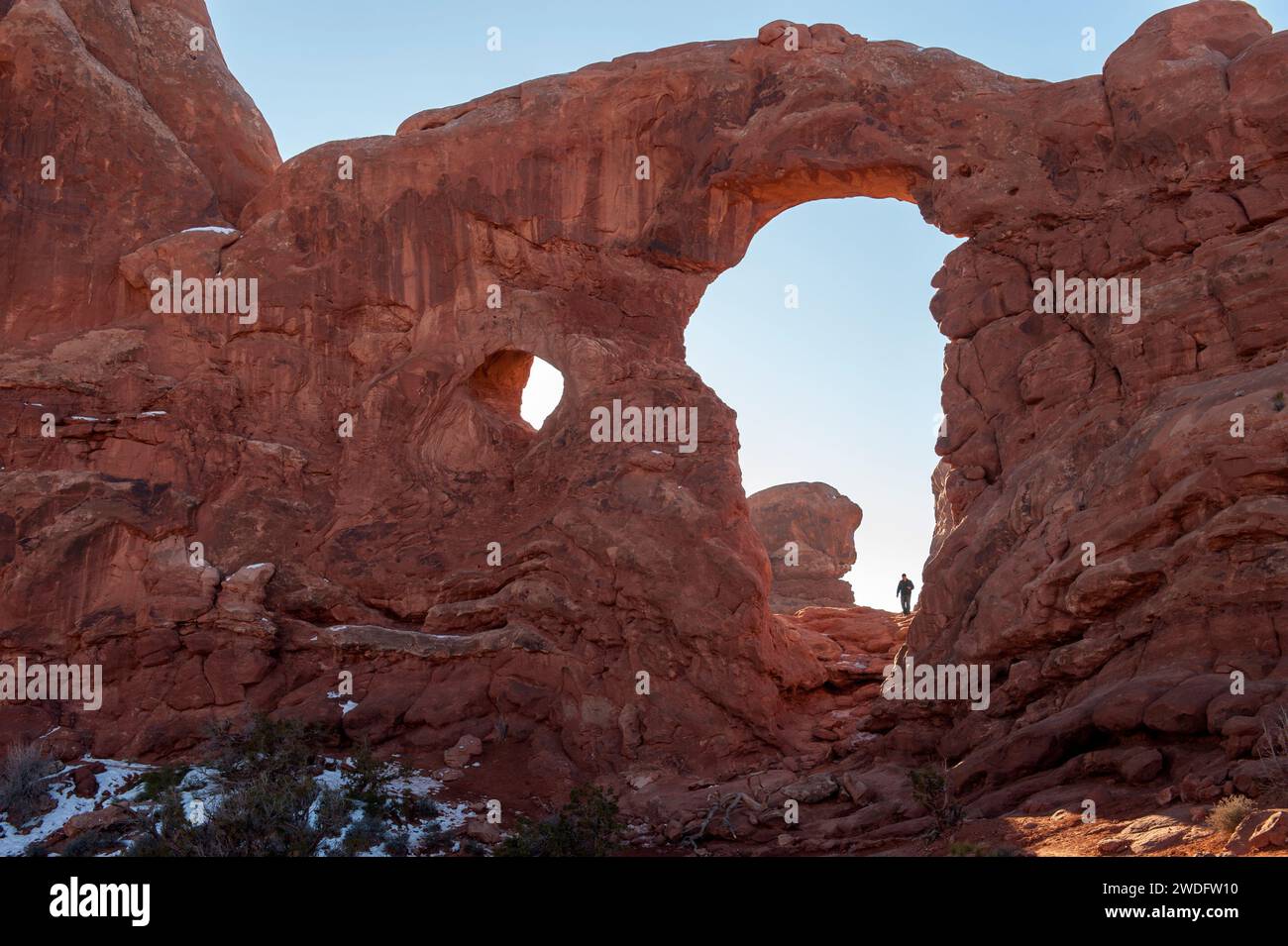 Turret Arch nel parco nazionale Arches dello Utah. Foto Stock